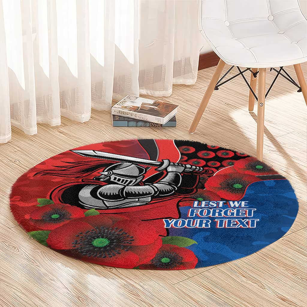 Newcastle Knights ANZAC Personalised Round Carpet Lest We Forget Poppy Camo