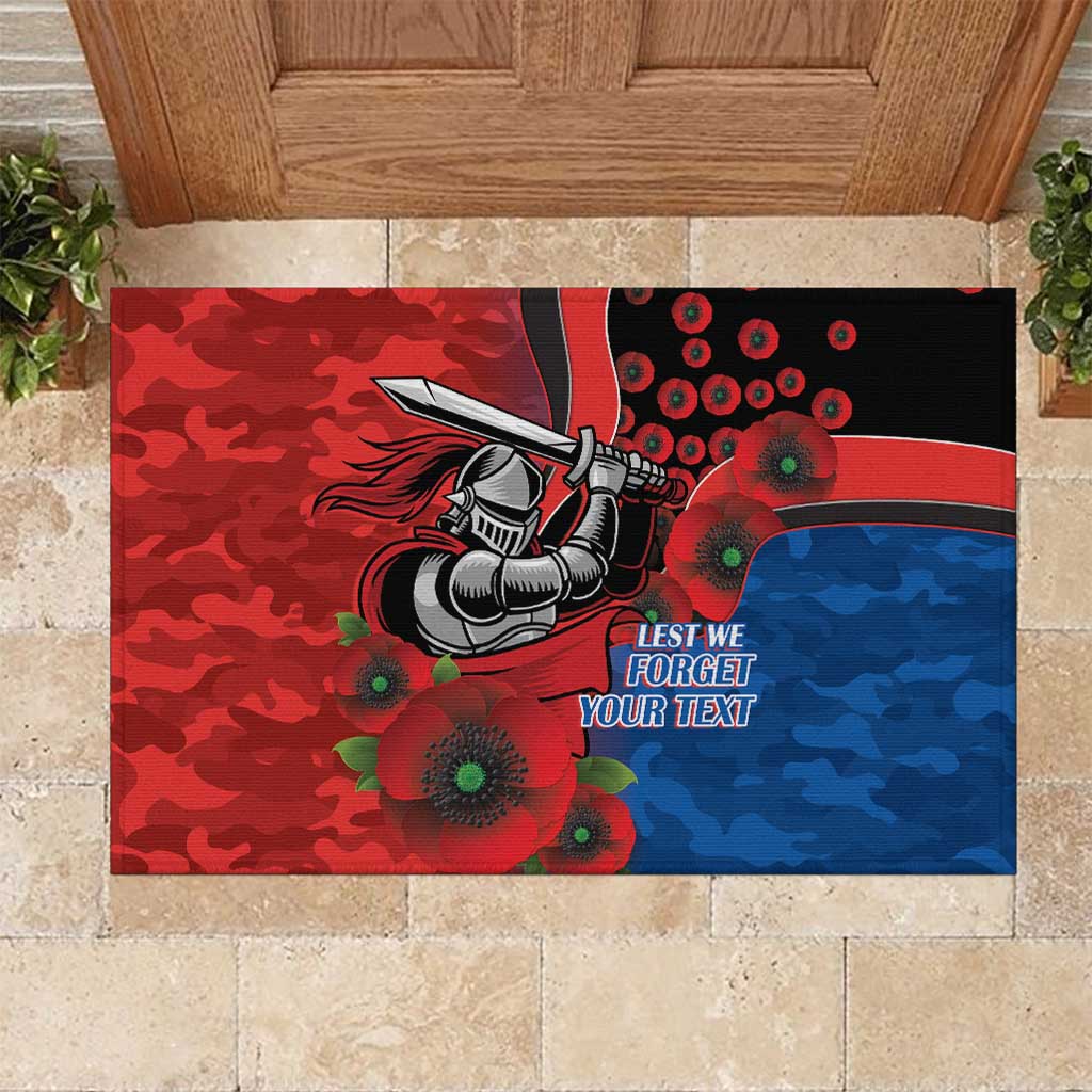 Newcastle Knights ANZAC Personalised Rubber Doormat Lest We Forget Poppy Camo