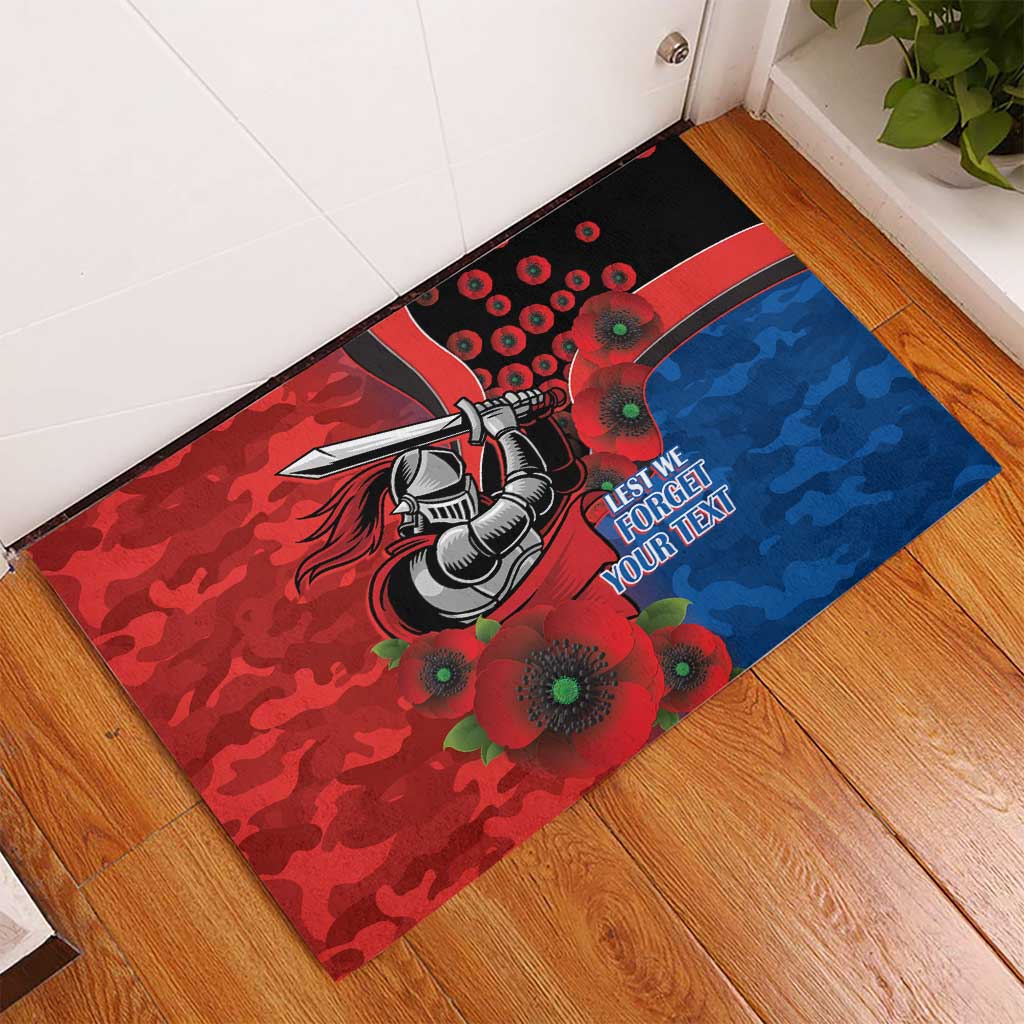 Newcastle Knights ANZAC Personalised Rubber Doormat Lest We Forget Poppy Camo