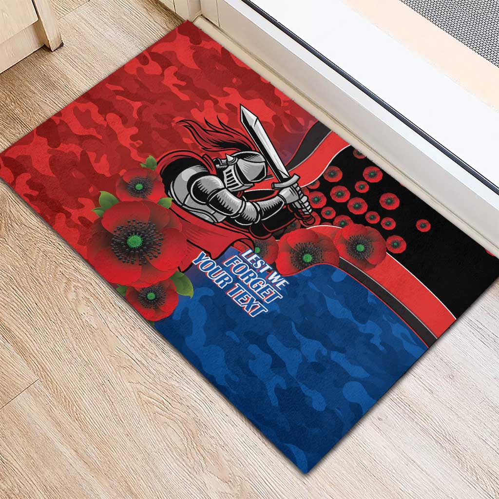 Newcastle Knights ANZAC Personalised Rubber Doormat Lest We Forget Poppy Camo