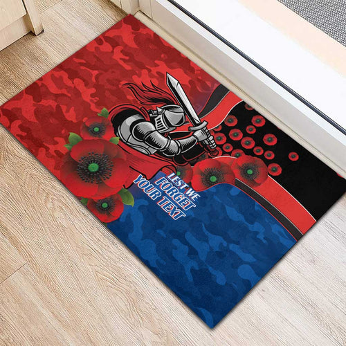 Newcastle Knights ANZAC Personalised Rubber Doormat Lest We Forget Poppy Camo