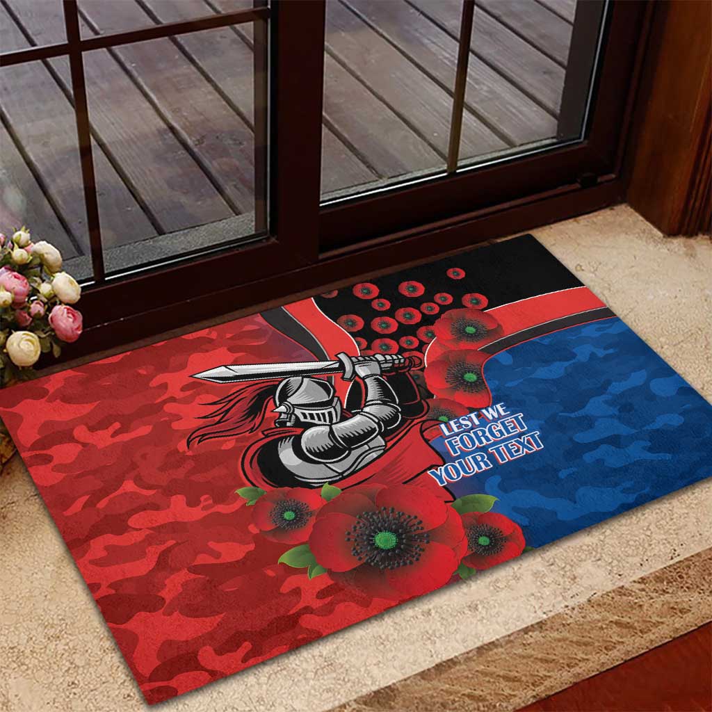 Newcastle Knights ANZAC Personalised Rubber Doormat Lest We Forget Poppy Camo
