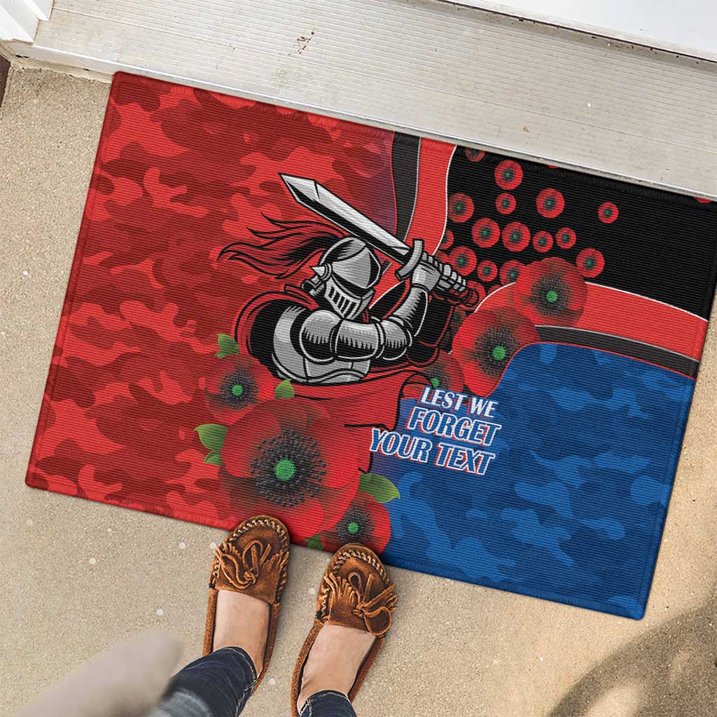Newcastle Knights ANZAC Personalised Rubber Doormat Lest We Forget Poppy Camo