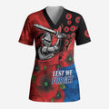 Newcastle Knights ANZAC Personalised Scrub Top Lest We Forget Poppy Camo