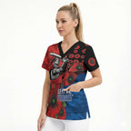 Newcastle Knights ANZAC Personalised Scrub Top Lest We Forget Poppy Camo
