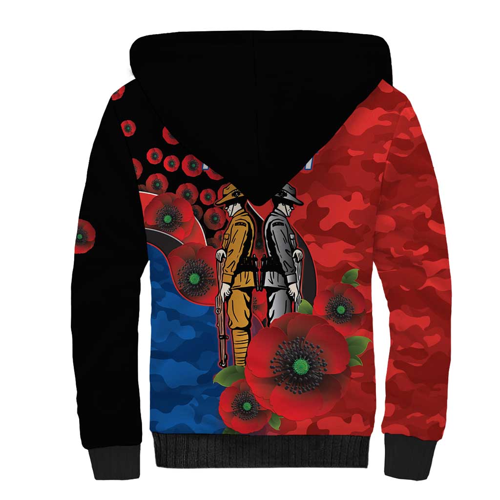 Newcastle Knights ANZAC Personalised Sherpa Hoodie Lest We Forget Poppy Camo