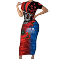 Newcastle Knights ANZAC Personalised Short Sleeve Bodycon Dress Lest We Forget Poppy Camo