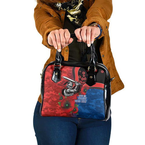 Newcastle Knights ANZAC Personalised Shoulder Handbag Lest We Forget Poppy Camo