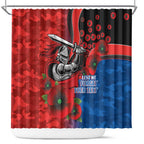 Newcastle Knights ANZAC Personalised Shower Curtain Lest We Forget Poppy Camo