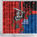 Newcastle Knights ANZAC Personalised Shower Curtain Lest We Forget Poppy Camo