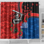 Newcastle Knights ANZAC Personalised Shower Curtain Lest We Forget Poppy Camo