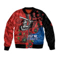 Newcastle Knights ANZAC Personalised Sleeve Zip Bomber Jacket Lest We Forget Poppy Camo