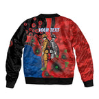 Newcastle Knights ANZAC Personalised Sleeve Zip Bomber Jacket Lest We Forget Poppy Camo