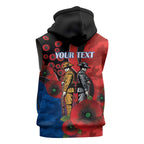 Newcastle Knights ANZAC Personalised Sleeveless Hoodie Lest We Forget Poppy Camo