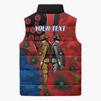 Newcastle Knights ANZAC Personalised Sleeveless Puffer Jacket Lest We Forget Poppy Camo