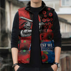 Newcastle Knights ANZAC Personalised Sleeveless Puffer Jacket Lest We Forget Poppy Camo