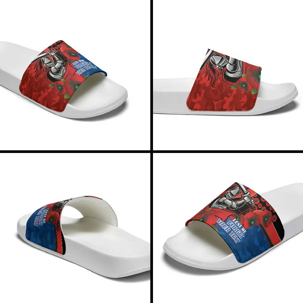 Newcastle Knights ANZAC Personalised Slide Sandals Lest We Forget Poppy Camo