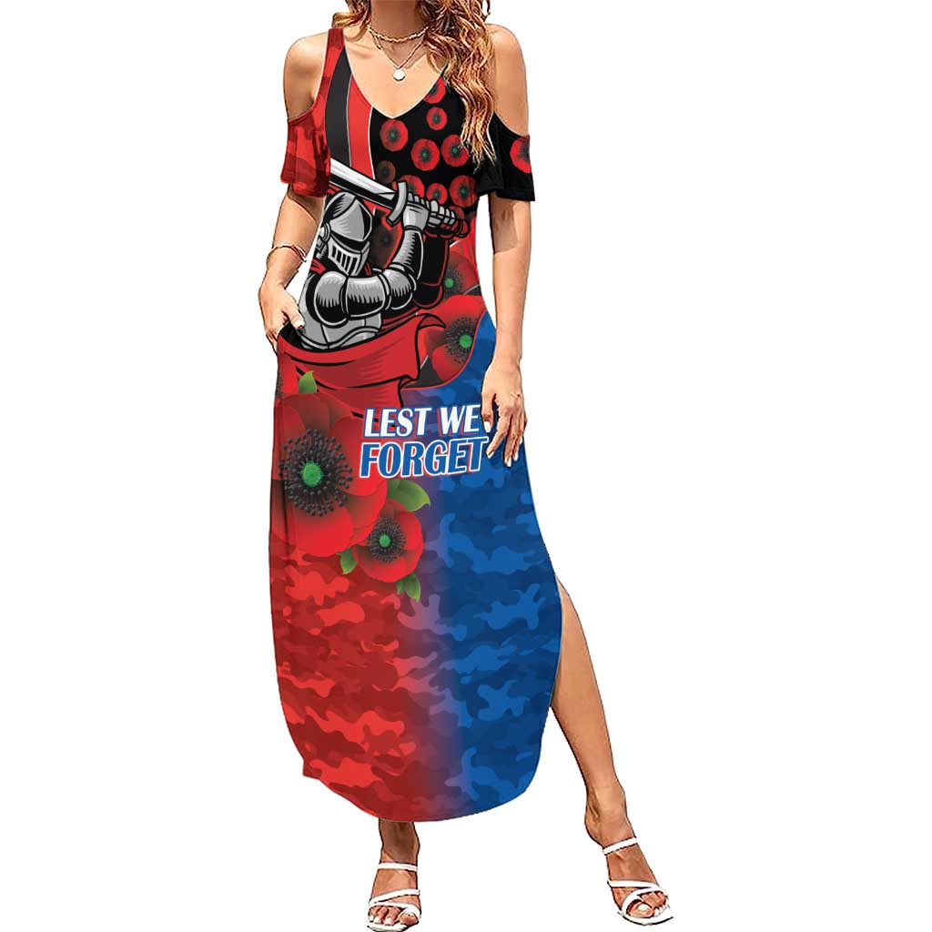 Newcastle Knights ANZAC Personalised Summer Maxi Dress Lest We Forget Poppy Camo