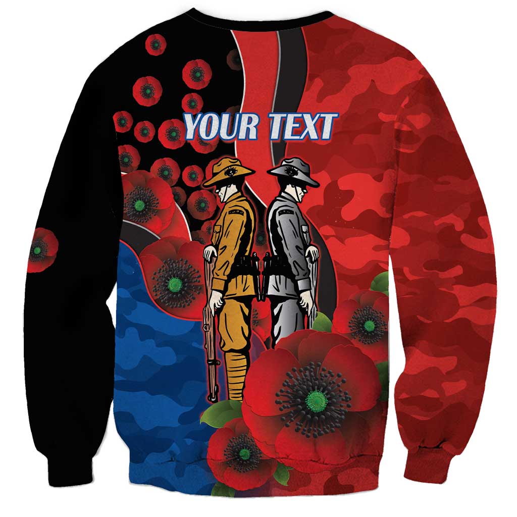 Newcastle Knights ANZAC Personalised Sweatshirt Lest We Forget Poppy Camo
