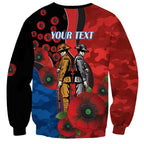 Newcastle Knights ANZAC Personalised Sweatshirt Lest We Forget Poppy Camo