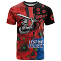 Newcastle Knights ANZAC Personalised T Shirt Lest We Forget Poppy Camo