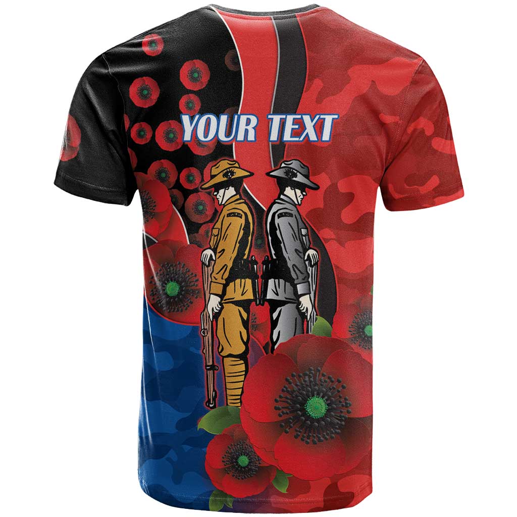 Newcastle Knights ANZAC Personalised T Shirt Lest We Forget Poppy Camo