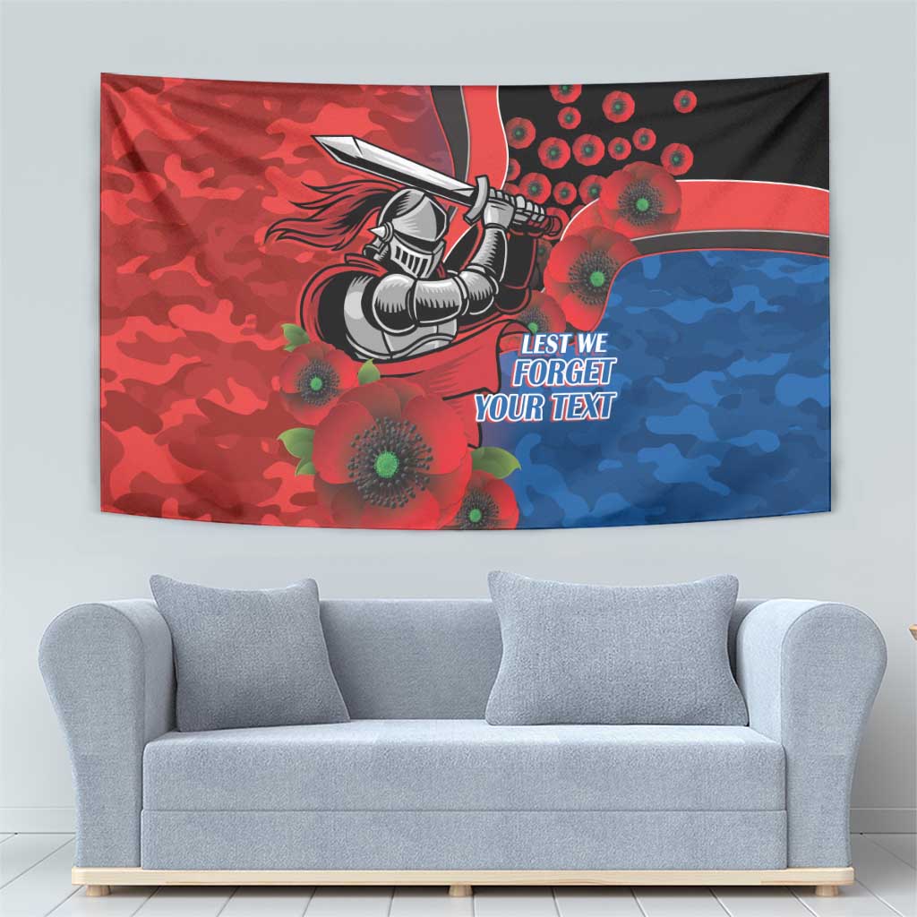 Newcastle Knights ANZAC Personalised Tapestry Lest We Forget Poppy Camo