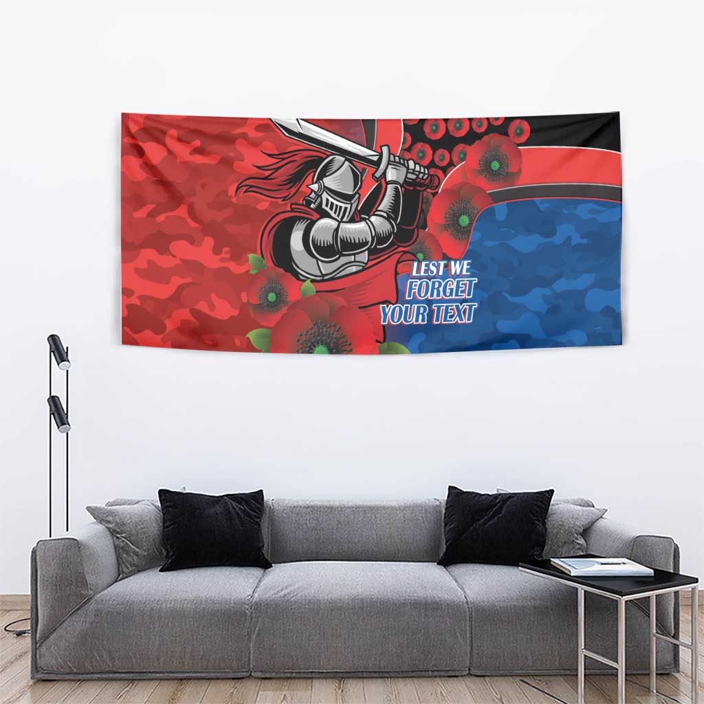 Newcastle Knights ANZAC Personalised Tapestry Lest We Forget Poppy Camo