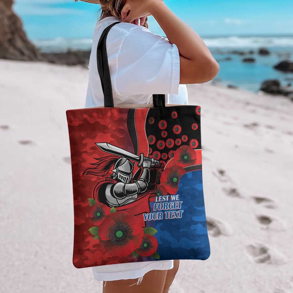 Newcastle Knights ANZAC Personalised Tote Bag Lest We Forget Poppy Camo