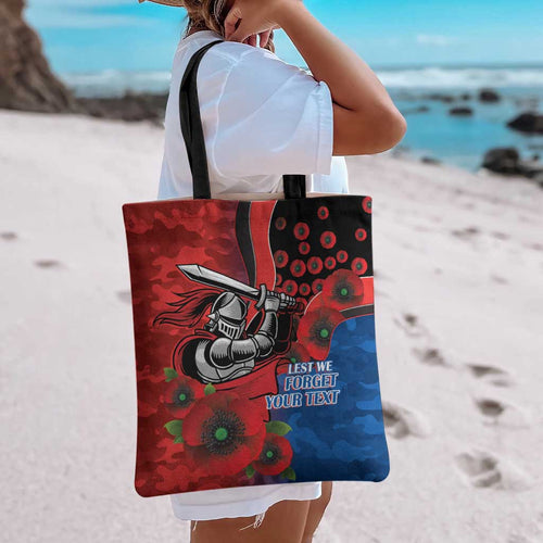 Newcastle Knights ANZAC Personalised Tote Bag Lest We Forget Poppy Camo