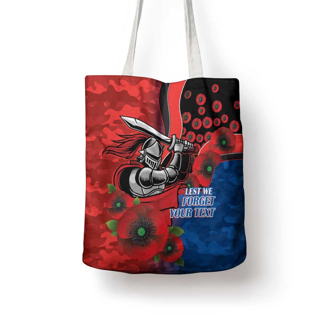 Newcastle Knights ANZAC Personalised Tote Bag Lest We Forget Poppy Camo