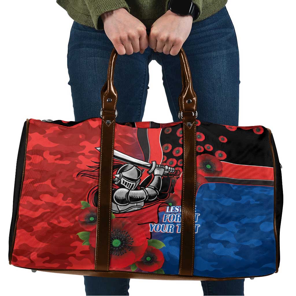 Newcastle Knights ANZAC Personalised Travel Bag Lest We Forget Poppy Camo