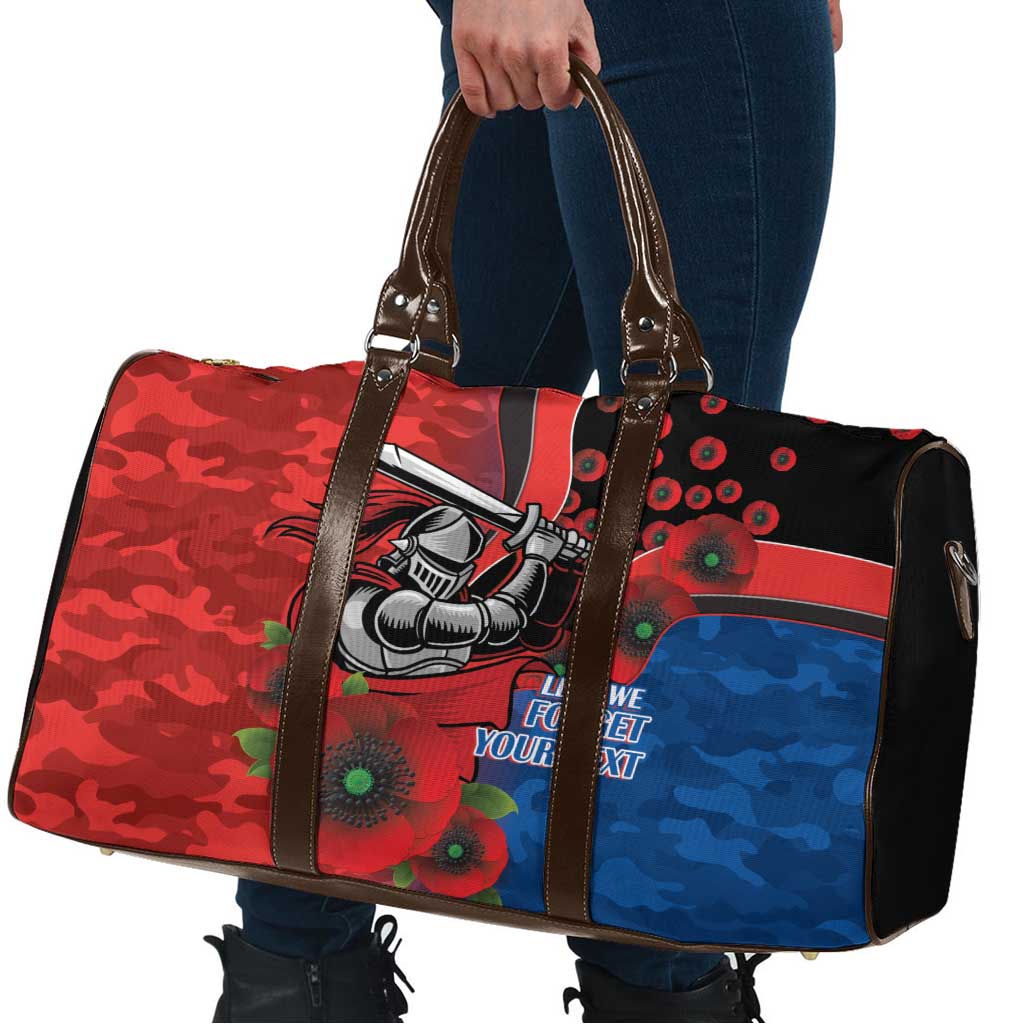 Newcastle Knights ANZAC Personalised Travel Bag Lest We Forget Poppy Camo