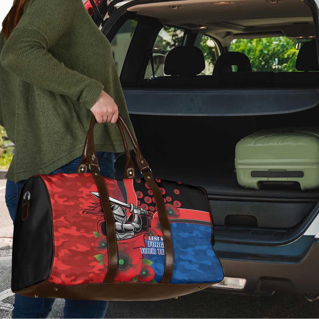Newcastle Knights ANZAC Personalised Travel Bag Lest We Forget Poppy Camo