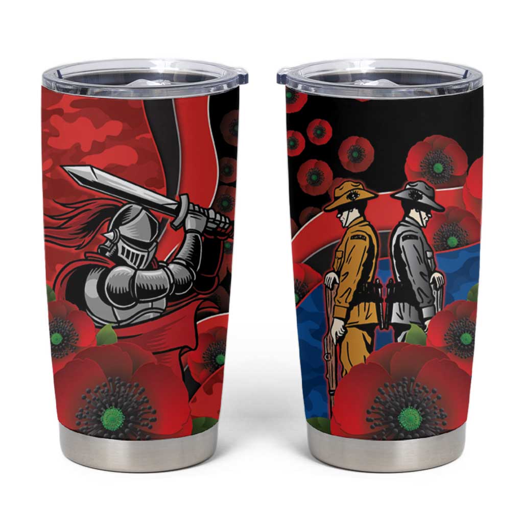Newcastle Knights ANZAC Personalised Tumbler Cup Lest We Forget Poppy Camo