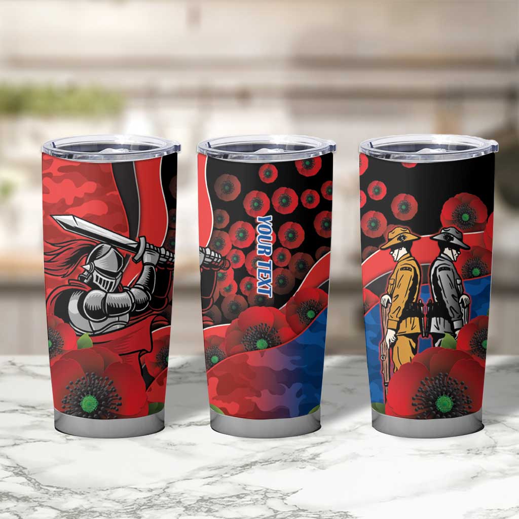 Newcastle Knights ANZAC Personalised Tumbler Cup Lest We Forget Poppy Camo