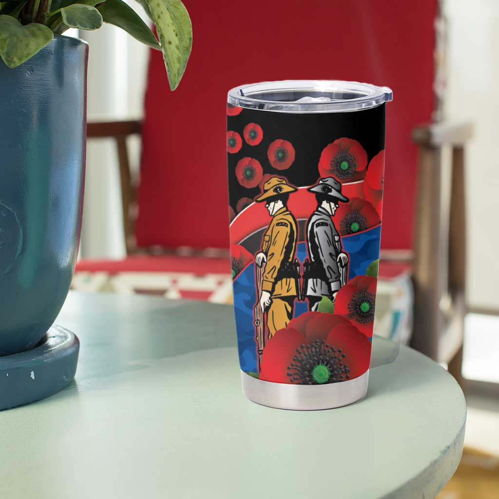 Newcastle Knights ANZAC Personalised Tumbler Cup Lest We Forget Poppy Camo