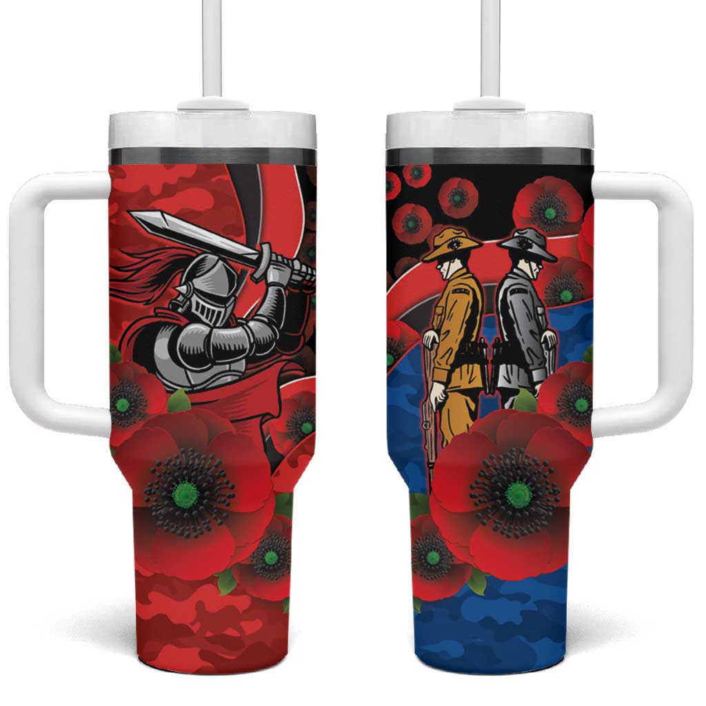Newcastle Knights ANZAC Personalised Tumbler With Handle Lest We Forget Poppy Camo