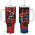 Newcastle Knights ANZAC Personalised Tumbler With Handle Lest We Forget Poppy Camo