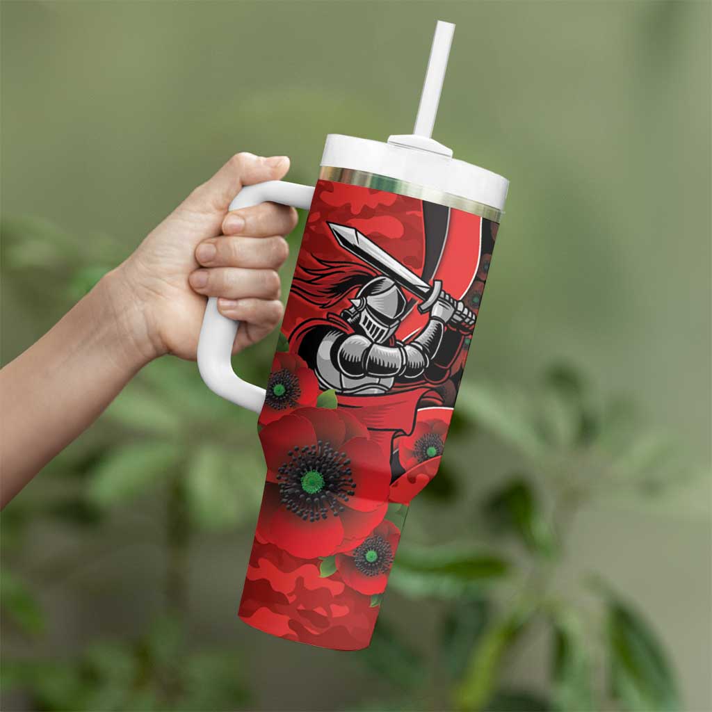 Newcastle Knights ANZAC Personalised Tumbler With Handle Lest We Forget Poppy Camo