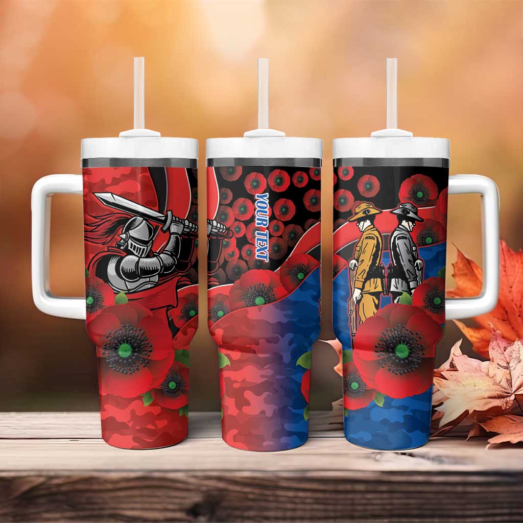 Newcastle Knights ANZAC Personalised Tumbler With Handle Lest We Forget Poppy Camo