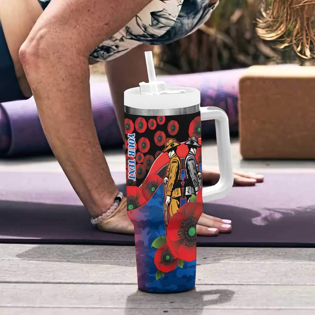 Newcastle Knights ANZAC Personalised Tumbler With Handle Lest We Forget Poppy Camo
