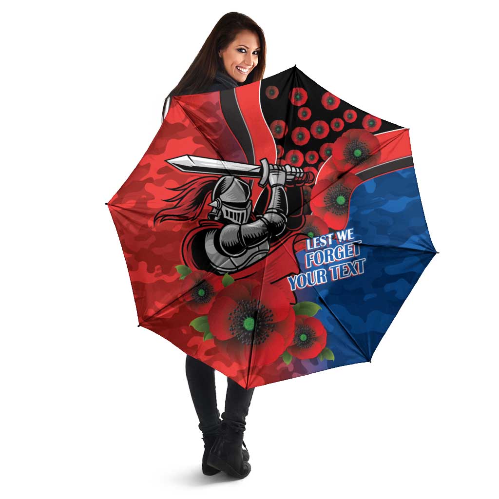 Newcastle Knights ANZAC Personalised Umbrella Lest We Forget Poppy Camo