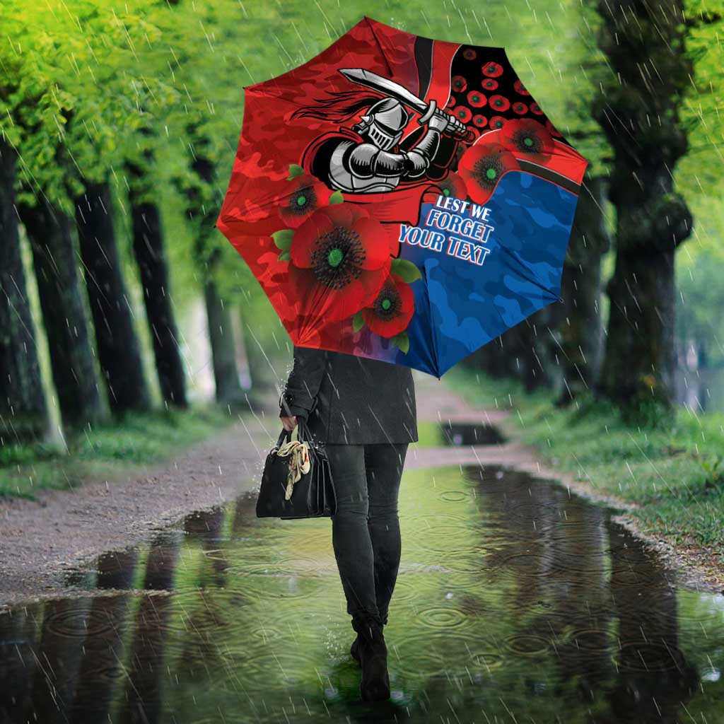 Newcastle Knights ANZAC Personalised Umbrella Lest We Forget Poppy Camo