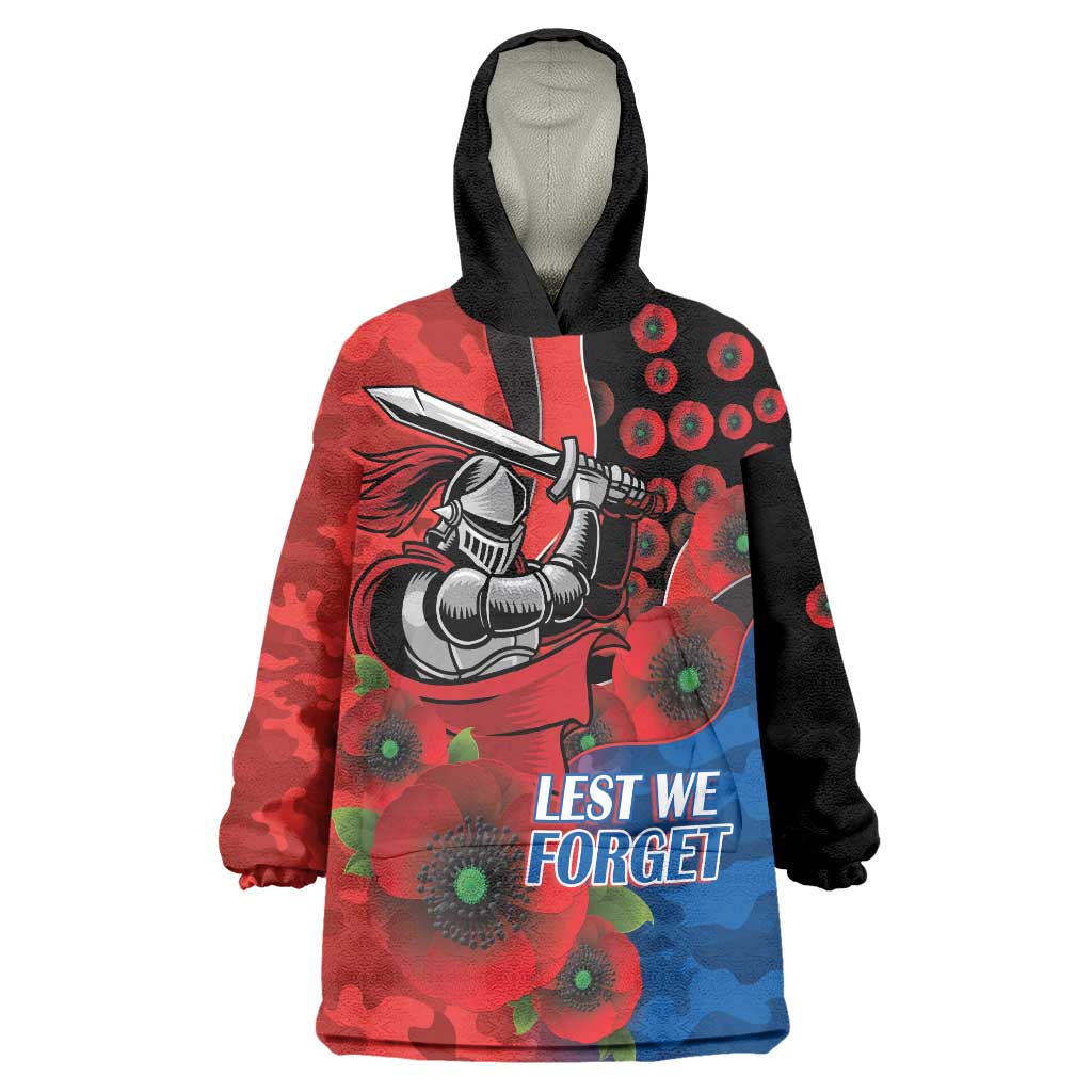 Newcastle Knights ANZAC Personalised Wearable Blanket Hoodie Lest We Forget Poppy Camo