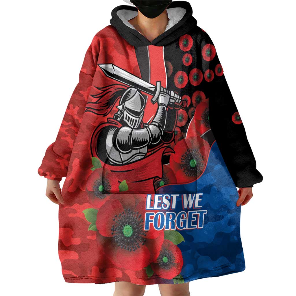 Newcastle Knights ANZAC Personalised Wearable Blanket Hoodie Lest We Forget Poppy Camo