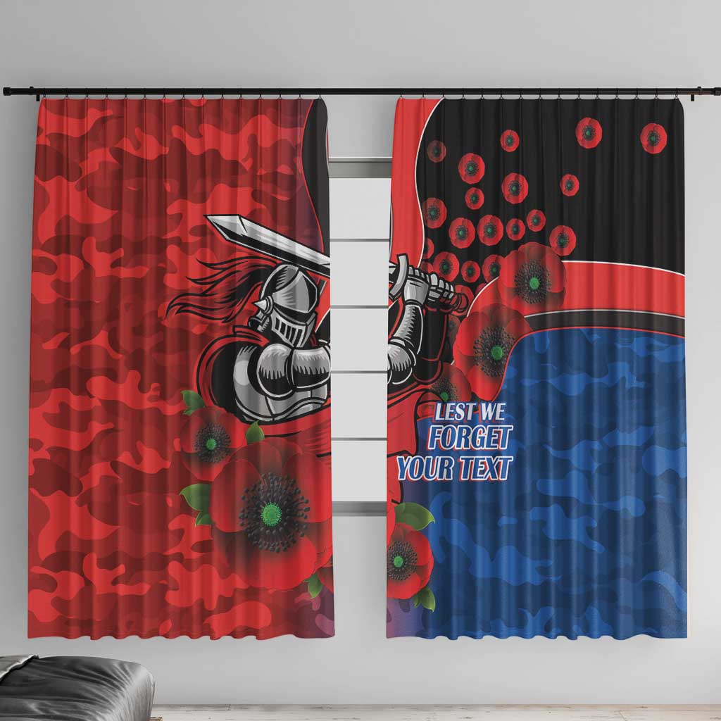 Newcastle Knights ANZAC Personalised Window Curtain Lest We Forget Poppy Camo