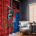 Newcastle Knights ANZAC Personalised Window Curtain Lest We Forget Poppy Camo