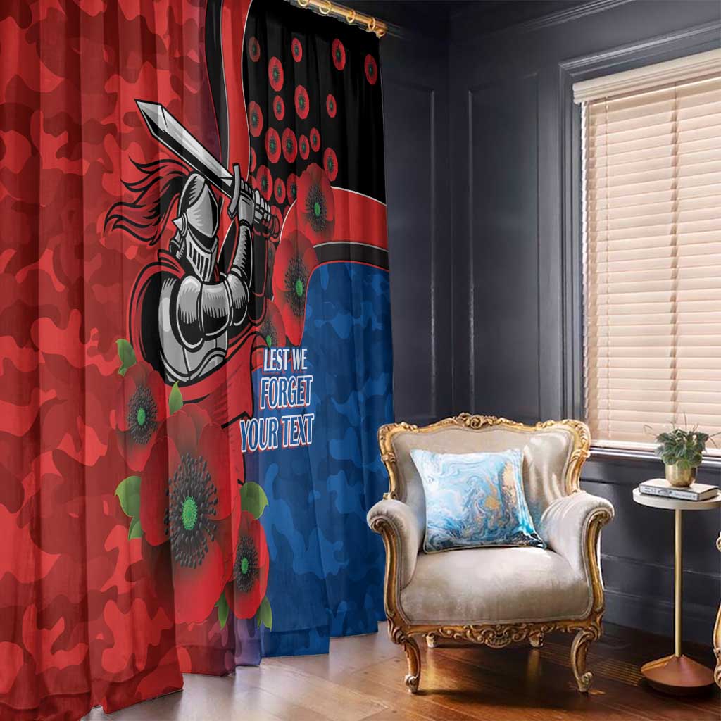 Newcastle Knights ANZAC Personalised Window Curtain Lest We Forget Poppy Camo