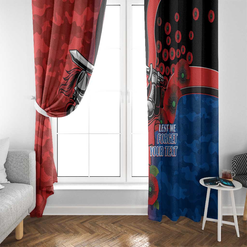 Newcastle Knights ANZAC Personalised Window Curtain Lest We Forget Poppy Camo